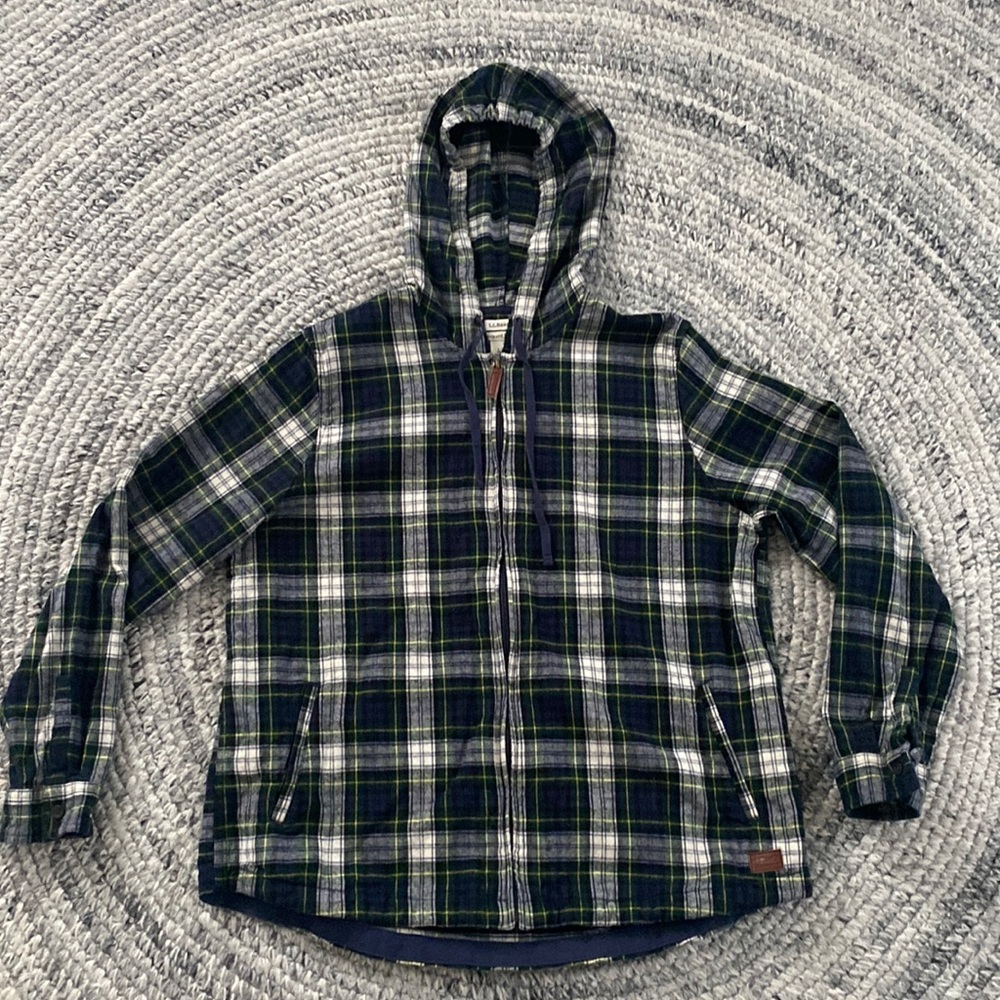 LLBean Women's Scotch Plaid Flannel Shirt, Relaxed Zip Hoodie